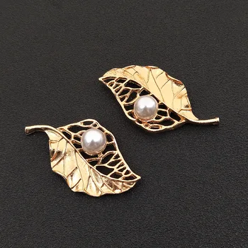 10 Ks/Set 27x51mm Kovové Pearl Leaf Dekorácie Tiara Ručné Materiálov Šperky Príslušenstvo