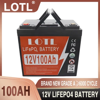 12V 100Ah LiFePO4 Batérie Vstavaný BMS Lítium Železa Fosfát Bunky 6000 Cykloch Pre RV Táborníci Golf Cart Solárne Skladovanie