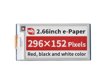 2.66 palec E-Kniha E-Ink Displej Modul (B) pre Raspberry Pi Pico, 296×152, Červená / Čierna / Biela, SPI