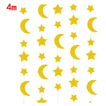 2 m/4m Nové Žlté Starmoon Tvar, Lesk Papiera Banner Dekorácie pre Dovolenku Strany Svadobné Dekorácie