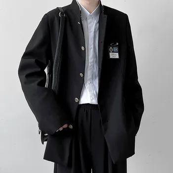 2023 Japonskom Štýle Školskú Uniformu Bunda Stojan Golier Mužov Tunika Sako DK Kostýmy Pánske Čierny Kabát So Štítkom Vysokej Verzia