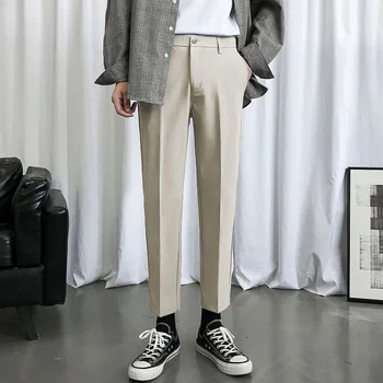 2023 Jar Farbou Oblek Nohavice Muž Bežné Vrecko na Zips Tenké Nohavice Štýlu kórejský High Street Pohodlné pánske Oblečenie