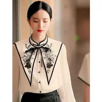 2023 jar nový Čínsky štýl tradičných cheongsam hanfu top ženy klasická blúzka ženy lepšiu tangsuits lady vintage, blúzky
