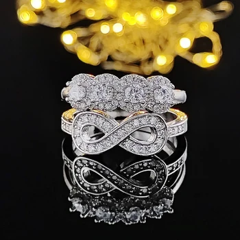 2023 nové luxusné módne kolo strieborná farba nevesta svadobný prsteň pre ženy lady výročie darček šperky hromadne predávať R5132