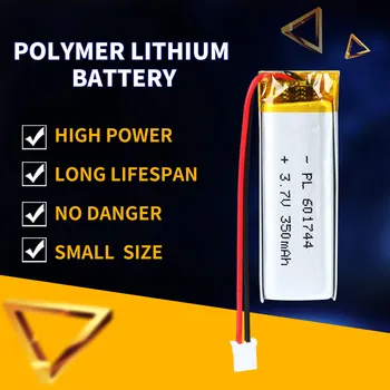 3,7 V 350mAh 601744 Nabíjateľná Lithium Polymer Li-Po ion batérie Pre KUTILOV, Mp3, GPS, PSP Bluetooth Headset konektor pre Slúchadlá