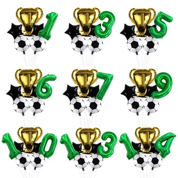 32inch Zelená Miestne Číslo Globos Futbal Hélium Balóniky Trofej Loptu Detí Chlapec, Narodeniny, Party Dekorácie Deti