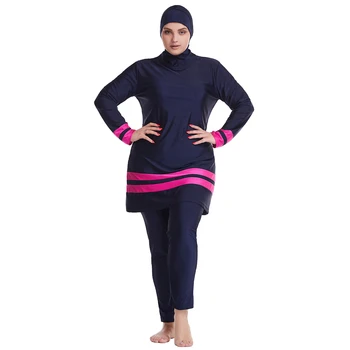 3ks Hidžáb Dlhé Rukávy Športové Plavky Islamskej Burkinis Nosiť Ženy Plávanie Oblek Patchwork Moslimských Tradičné Podprsenky XL-6XL