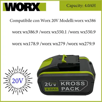 4.0 Ah 20V Lítium-iónová Náhradné Nabíjacie Batérie pre Worx WA3551 WA3553 WX390 WX176 WX550 WX386 WX373 WX290 WX800 WU268