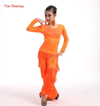 4-16Y Dievčatá Tanečné Kostýmy Dieťaťa 1920 Krídlovky Šaty Vestidos De Baile Salsa Latino Lacné Fringe latinskej Tango/Cha Cha Dancewear