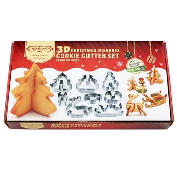 8PCS/set DIY Nehrdzavejúcej Ocele Pečenie 3D Vianočné Cookie Cutter