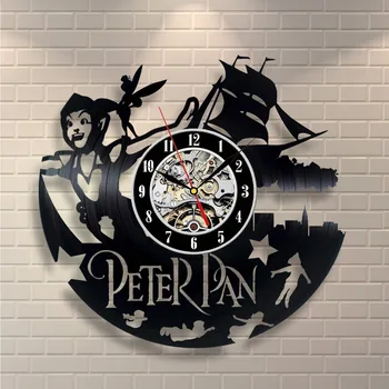 aplikácie saati Peter Pan Film, Vinyl Nástenné Hodiny wandklok Vyzdobiť váš domov s Moderným Veľké Umenie veľké nástenné hodiny