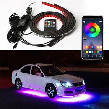 Auto Charssis Flexibilný LED Pás Svetla LED Podvozok Vzdialenej /APP Ovládanie RGB Neónové Svetlá Okolitej Atmosféry Auto Dekoratívne Lampy