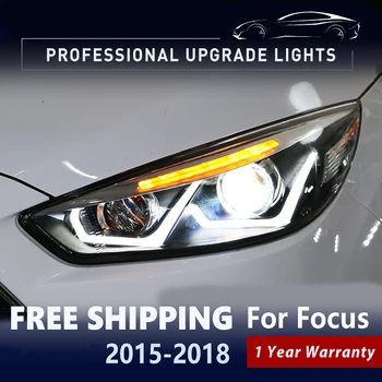 Auto Príslušenstvo Predné Svetlo Na Ford Focus 2015-2018 Upravené Svetlomet Styling Dynamické Zase Signál Objektív Montáž Automobilov