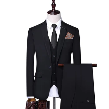 (Bundy+Vesta+Nohavice) Pánske Obleky Ženícha Nosenie Tuxedos 3 Ks Svadobné Obleky Groomsmen Najlepší Muž Formálne Obleku Pre Mužov Blejzre