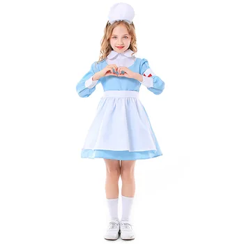Deti Cosplay Kostýmy Dievčatá Sestra Uniformy Fantázie batoľa halloween Úlohu Hrať Strany Modrá Slúžka Zástera Šaty