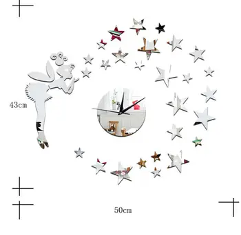 DIY Romantický Funlife Hviezdy Dievča nástenné hodiny nástenné vyrovnať hodiny domáce dekorácie-nálepky diy hodiny obývacia izba zrkadlo hodiny