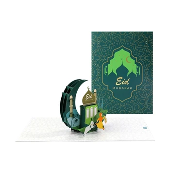 Eid Mubarak 3D Pop-Up Karty Deň Vďakyvzdania Dekorácie Hrad Mesiac Pohľadnicu