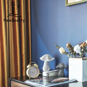 Európskych-Amerických Luxusných Hnedou Zamatovou Oponou Velvet Blackout Závesy pre Spálne, Obývacia Izba Flanelové Opony Skončil