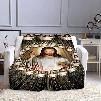 Ježiš a Panna Mária Tlač Deka Viera Náboženské Deka Mäkké Teplé Hodiť Deka Gauč posteľná bielizeň Narodeninám Deka