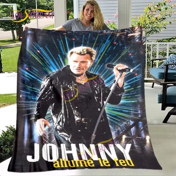 Johnny Hallyday tlačené hudobniny spevák francúzskom štýle DIY ľahký domov tenké gauč kryt úrad bežné všestranný deka