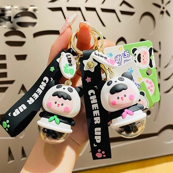 Karikatúra Roztomilý Panda Waddle Bábika kľúčenky Tvorivé Zvierat Auto Kľúčom pre Ženy Pár Detský Batoh Keyring Dary