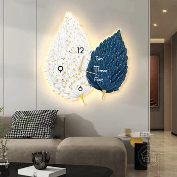 Moderné, Kreatívne Nástenné Hodiny Domov Obývacia Izba Abstraktné Pierko Hodiny Nástenné Závesné LED Svetelný Pás Nástenné Svietidlo Hodiny Maľovanie