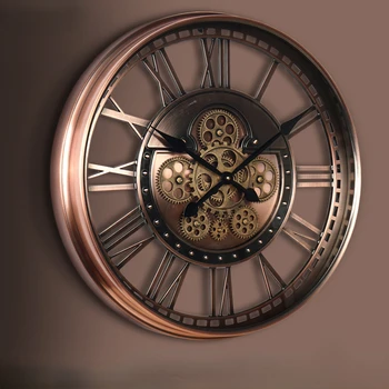 Nový Európsky metal gear nástenné hodiny Americký RETRO umenie hodiny obývacia izba dekorácie tvorivé ukazovateľ quartz hodiny