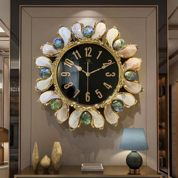 Nástenné hodiny obývacia izba high-end atmosférických Európskej shell čistý celebrity dekorácie, hodiny na stenu tvorivé svetlo luxusné hodiny