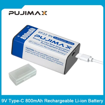 PUJIMAX 9V Typ-C Li-ion Batéria 800mAh Nabíjateľné Lítiové Batérie USB Pre Konštantné Napätie Batérie Pre Multimeter na Gitaru