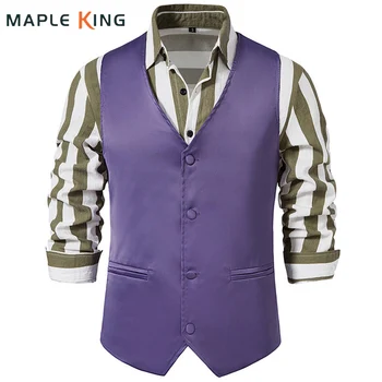 Purpurový Oblek Vesta pre Mužov Elegante Formálne Vestu 2023 Chaleco Para Hombre Luxusné Gentleman Svadobné Party Šaty Fáze Kostýmy