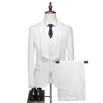 Pánske oblek tri-kus Business professional singel svojim formálne bežné malé oblek ženícha svadobné šaty M-6XL plnej veľkosti