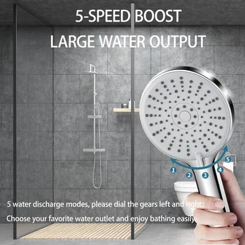 Ručné úspora Vody Showerhead 5 Nastaviteľné Sprej Vzory, Ručné sprchy veľkoplošné 4.7 palcový Showerhead Ručné sprchy