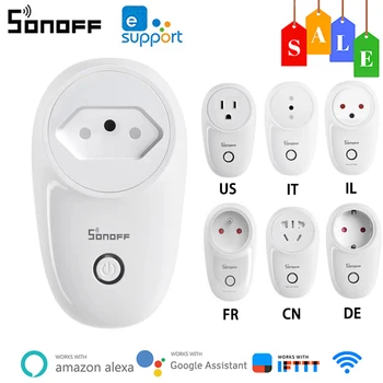 SONOFF S26 R2 WiFi Smart Plug 16A WiFi Plug Reálne Časovač Smart Zásuvky eWelink Diaľkové Ovládanie Kompatibilné S Alexa Domovská stránka Google
