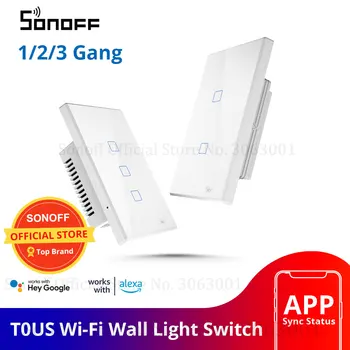 SONOFF T0US TX Wifi Smart Wall Light Switch Časovač 1/2/3 Gang Podporu Hlasovej/APP/Dotykové Ovládanie Práce S Alexa Domovská stránka Google IFTTT