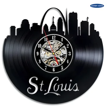 St. Louis City Vinyl Hodiny Nástenné Dekorácie Moderné Ročníka Art Izba,prúd budík reloj veľké nástenné hodiny