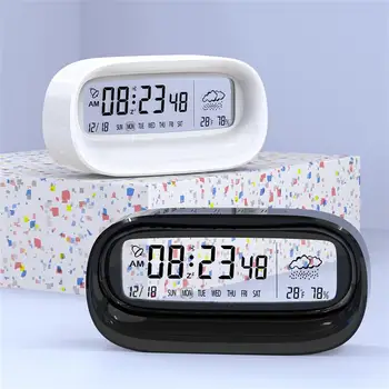 Stôl LCD displej, Digitálne Hodiny, Teplomer nočnom stolíku Kalendár Teplota Vlhkosť Meter Alarm Home Office Spánok Režim Plastové Hodiny