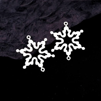 Takže Šperky Zistenia z Nehrdzavejúcej Ocele Perličiek Kovový Prívesok Laserom Rezané Vianočné Snowflake zobrazili kľúčové tlačidlá Pre KUTILOV, Náušnice, Náhrdelník 2087