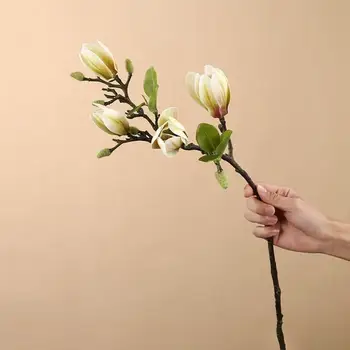 Unfading Atraktívne Umelý Kvet Magnólie Pobočky Nádherné Detaily Umelé Magnolia Nie Ochrnutú Svadobná Výzdoba