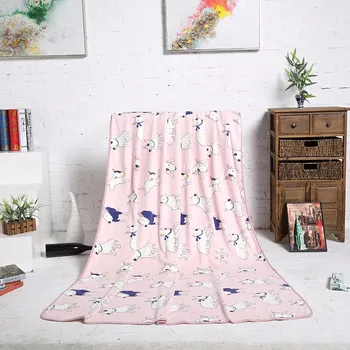 Vysoko Kvalitné Modrá/ružová Farba Bull Teriér/Polar Bear Vytlačené Flanelové Textílie Deka Tiež Nastaviť, Aby sa Detská Posteľ Deka Kryt