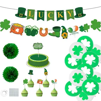 Írsky Deň Strany Šťastie Trávy Banner Pre Oslavuje St. Patricks Day Šťastie, Ďatelina Strany Balón Šťastný St. Patricks Strany Dodanie