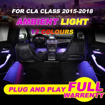 12 Farieb Okolitého svetla pre CLA triedy W117 2015-2018 rok interiérové LED vetracie otvory s 12 Farieb Okolitého svetla, auto príslušenstvo