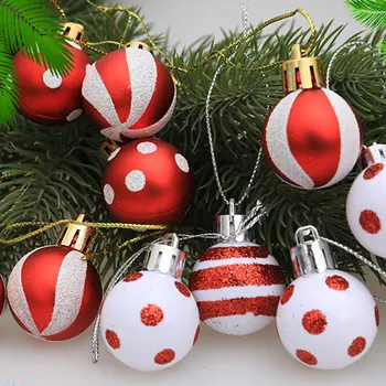 24PCS Vianočné Gule Strom Dekorácie Vianočné Ozdoby 3 cm Červená, Biela Plastová Guľa Nový Rok Darčeky Noel Navidad Domova