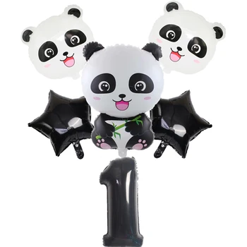 6pcs/set Karikatúra roztomilý Zvierat Panda Fóliový Balón Black 32inch digitálne Balóny Narodeninovej Party Dekorácie, Detské Sprcha Deti Hračka