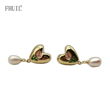 FHUIL Sladké Visiace Náušnice pre Ženy 2023 Trendov Pearl Ear Piercing Pendientes Srdce Čerstvé Jednoduché kórejský Šperky Iny Štýl