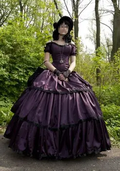 Historické Viktoriánskej Občianskej vojny Divadlo Southern Belle Fialová plesové šaty, 1860s viktoriánskej Rokoka gotický steampunk princezná šaty