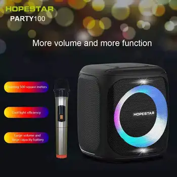 HOPESTAR Party100 50W Vysoký Výkon Bluetooth Reproduktor 10000mAh Batérie Výkonný subwoofer Vonkajšie prenosné Stĺpec Boombox LED Basy
