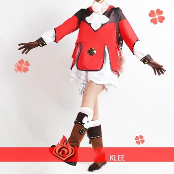 Klee Cosplay Kostým pre Genshin Vplyv Hra Jednotné Oblečenie Oblečenie Halloween Party Celý Set Anime Parochne Ženy