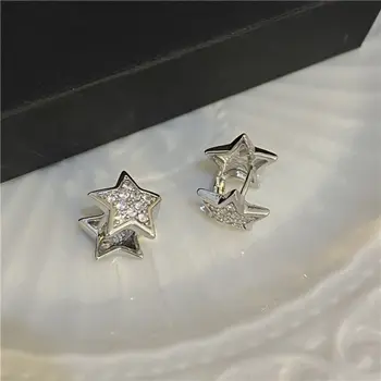 Módny Dizajn Temperament Y2K Shinning Piercing Šperkov Pentagram Star Stud Náušnice Ženy Šperky Víla, Ucho, Kosti, Nechty