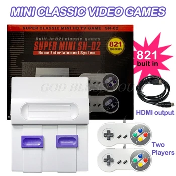 SUPER MINI SNES NES Retro Classic Video Herné Konzoly, TV Hre, Hráč Postavený-v 821 Hry s Dual Gamepads Drop Shipping