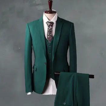 TPSAADE Zelená Mužov, Svadobné Obleky 3 Kusy Tuxedos Groomsmen Formálne Tuxedos Groomsmen Tvar Sako Pre Mužov(Bunda+Nohavice+Vesta)